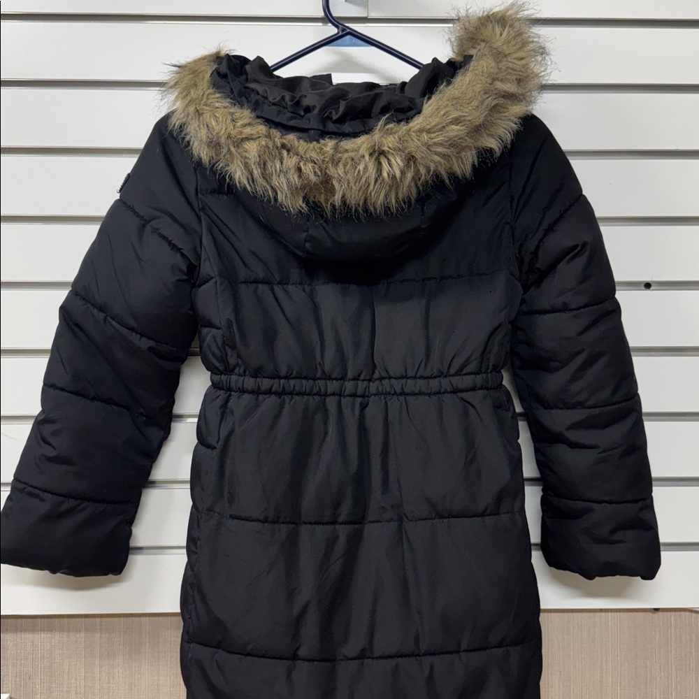 GAP Kids Black Puffer Cold Control Max Coat Faux Fur Trimmed Hood size large - Picture 5 of 7